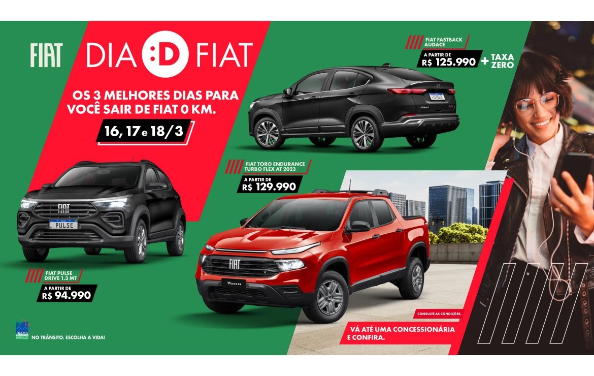 Fiat promove Dia D com descontos de mais de R$ 30 mil